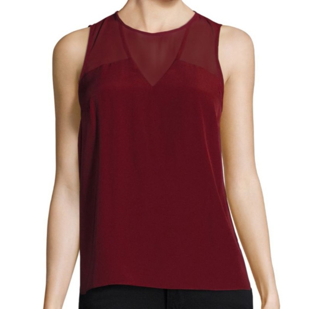 1.State Sleeveless Blouse Red Wine Hi-Lo Small NWT